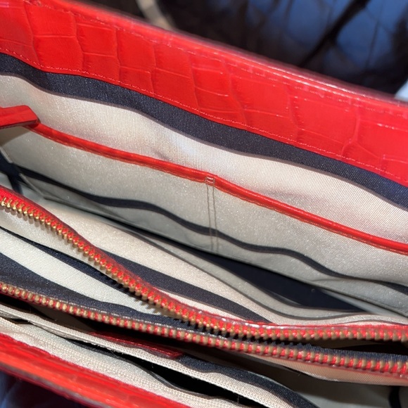 Red Kate Spade Pebbled Leather Satchel Handbag - Picture 9 of 14